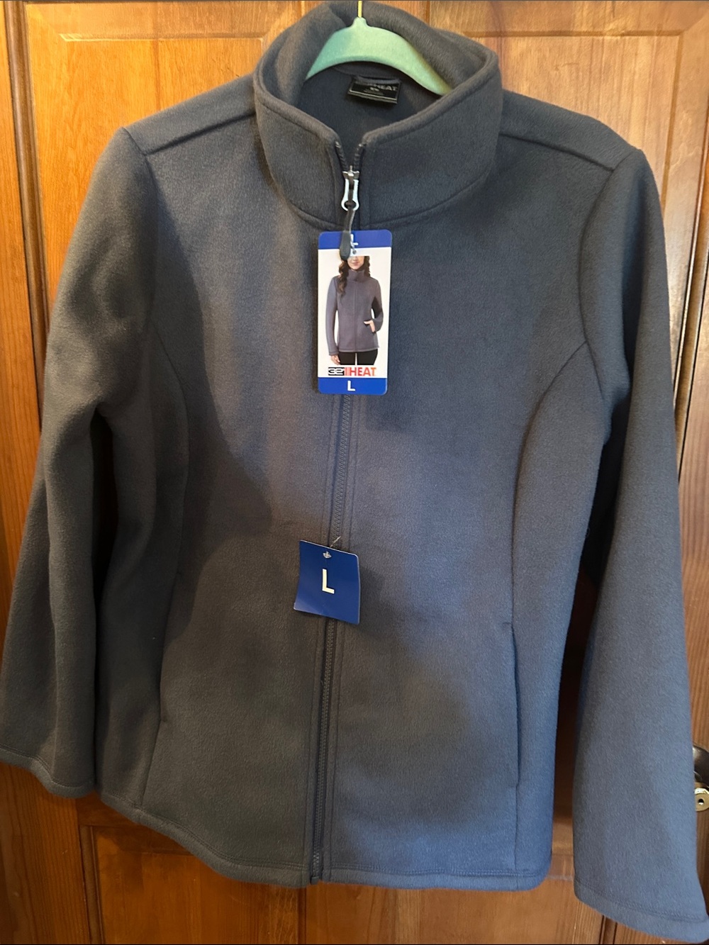 32 Degrees Women's Charcoal Full-Zip Teddy Fleece Jacket